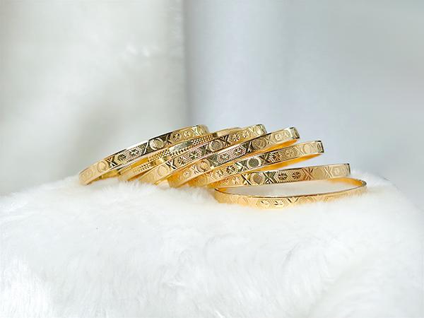 14K金刻花手環-可開合 手圍16公分