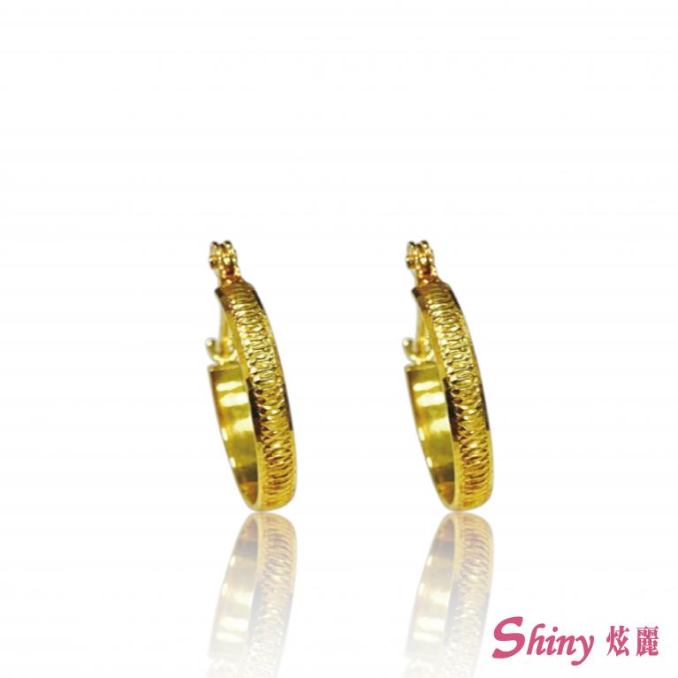 10K金刻花斗圈耳環一對 0.32錢