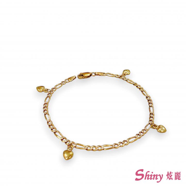 14K金義大利雙色愛心手鍊 1錢 18CM