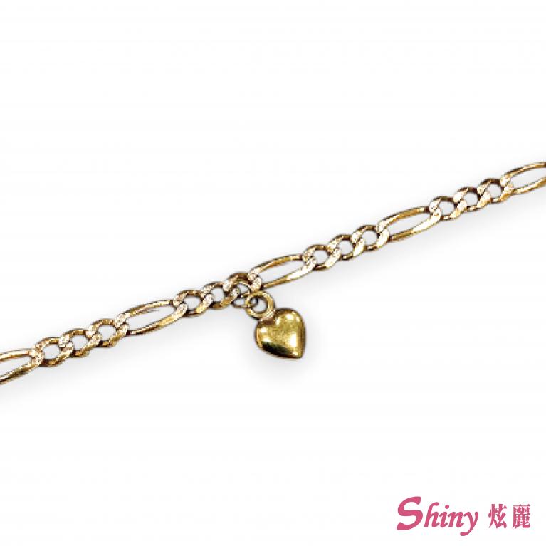 14K金義大利雙色愛心手鍊 1錢 18CM