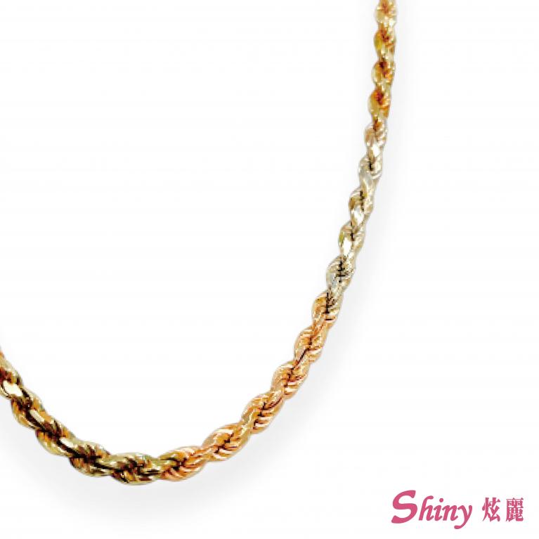 14K金三色義大利麻花項鍊 45CM