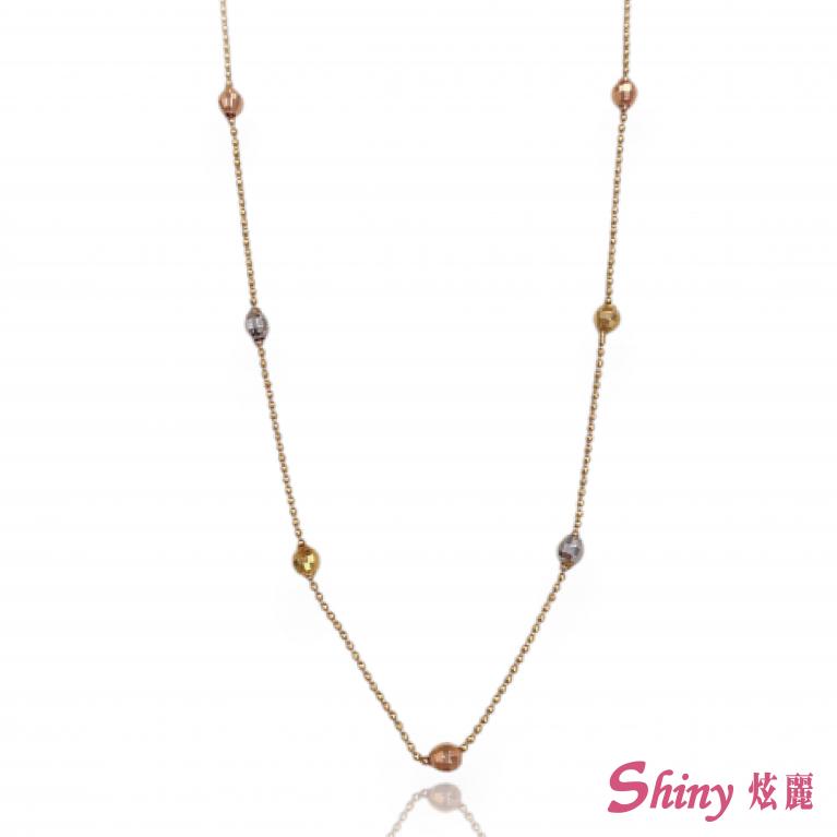 14K金三色義大利珠珠項鍊 45CM
