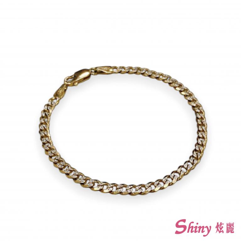 14K金義大利雙色古巴手鍊 1.74錢 16CM