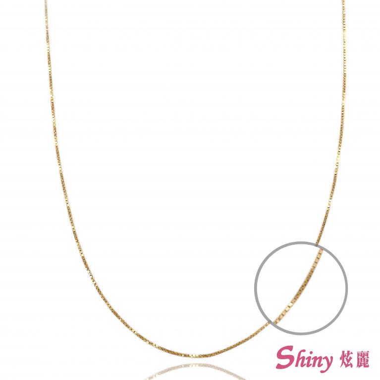 18K金色盒子項鍊 50CM