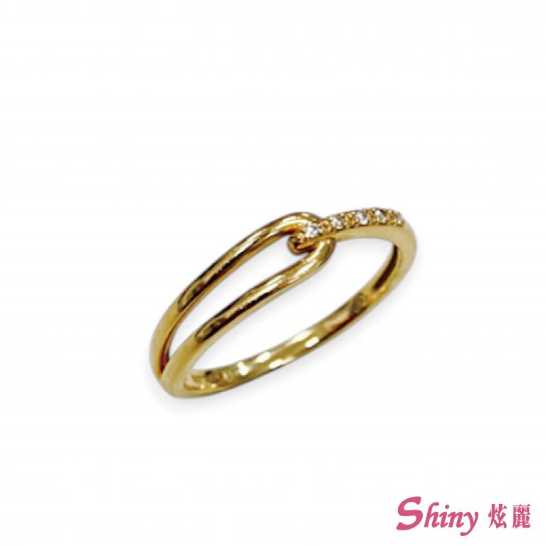 18K玫瑰金鑽石線戒戒指 0.02ct/5p #10