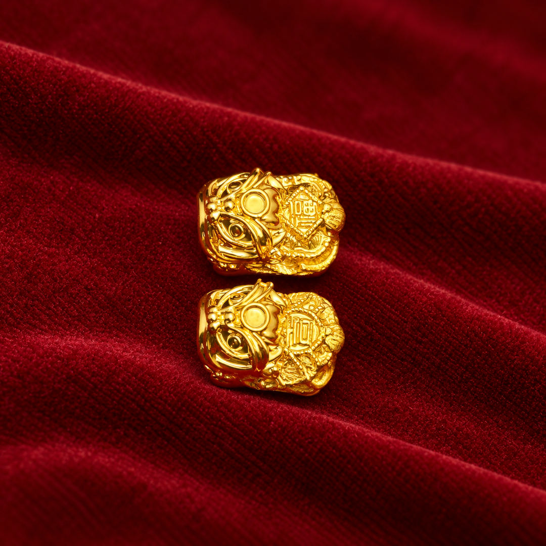 黃金喜獅素金款串飾(吉字) 0.14錢