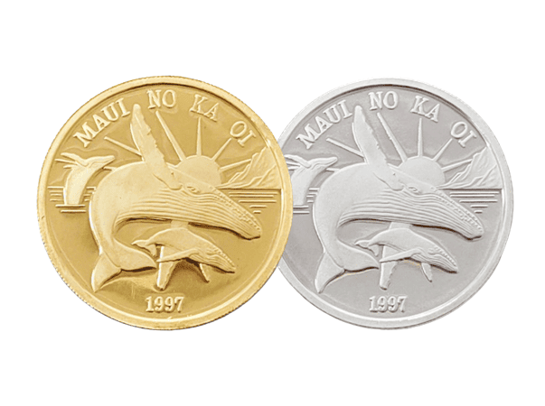 1997美國毛伊島貿易美元金銀幣套組共2盎司