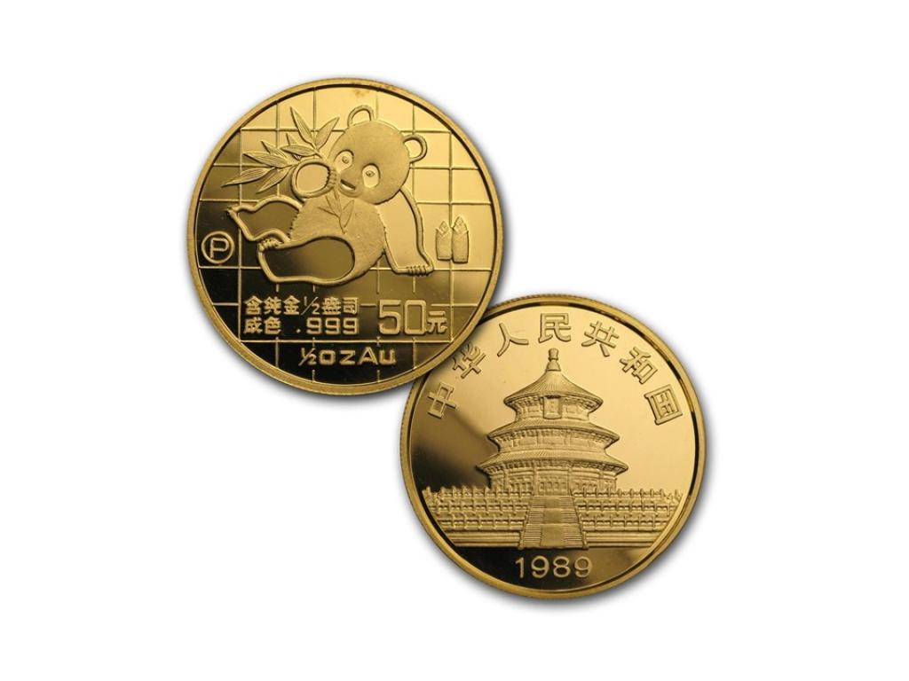 1989中國熊貓金幣套組五枚1.9盎司