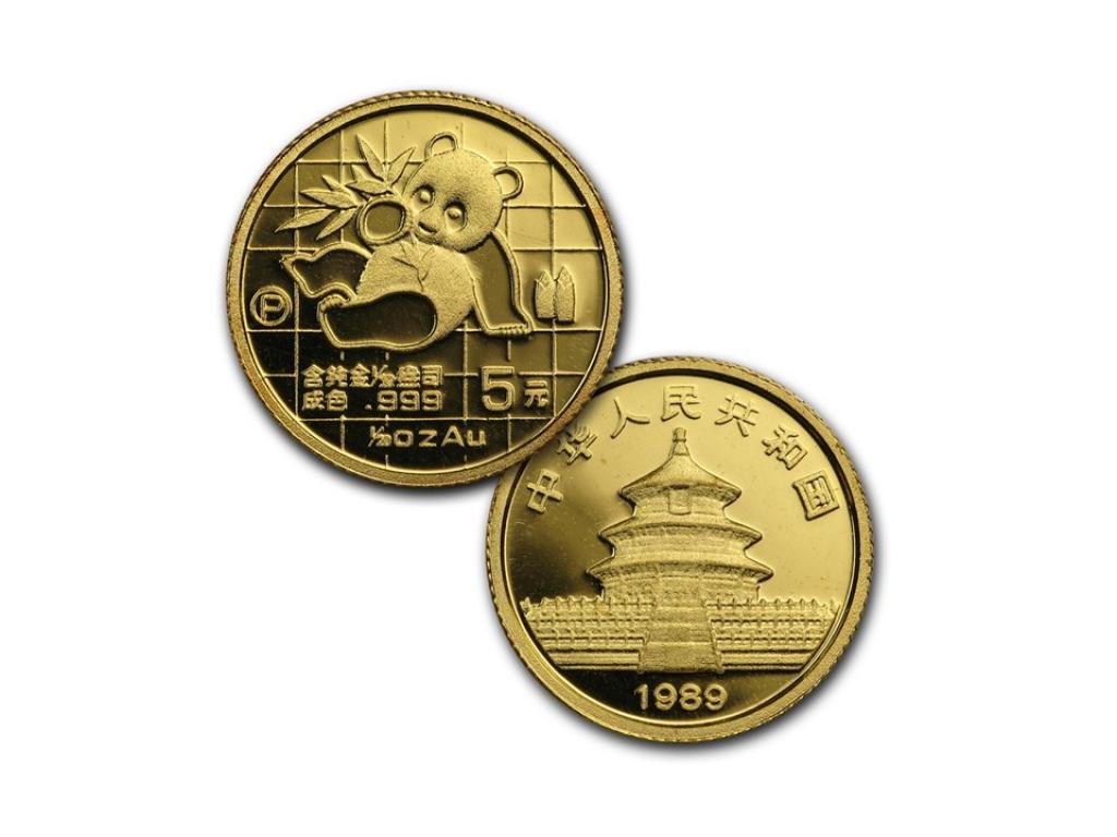 1989中國熊貓金幣套組五枚1.9盎司