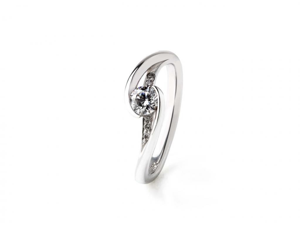 14K白鑽戒戒指 0.30ct/1p 0.06ct/6p