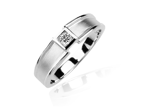 品味-十分鑽戒 白K鑽戒戒指-男戒 0.1ct