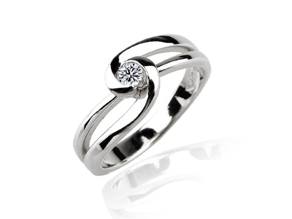 流線十分鑽戒 白K鑽戒戒指-女戒 0.1ct