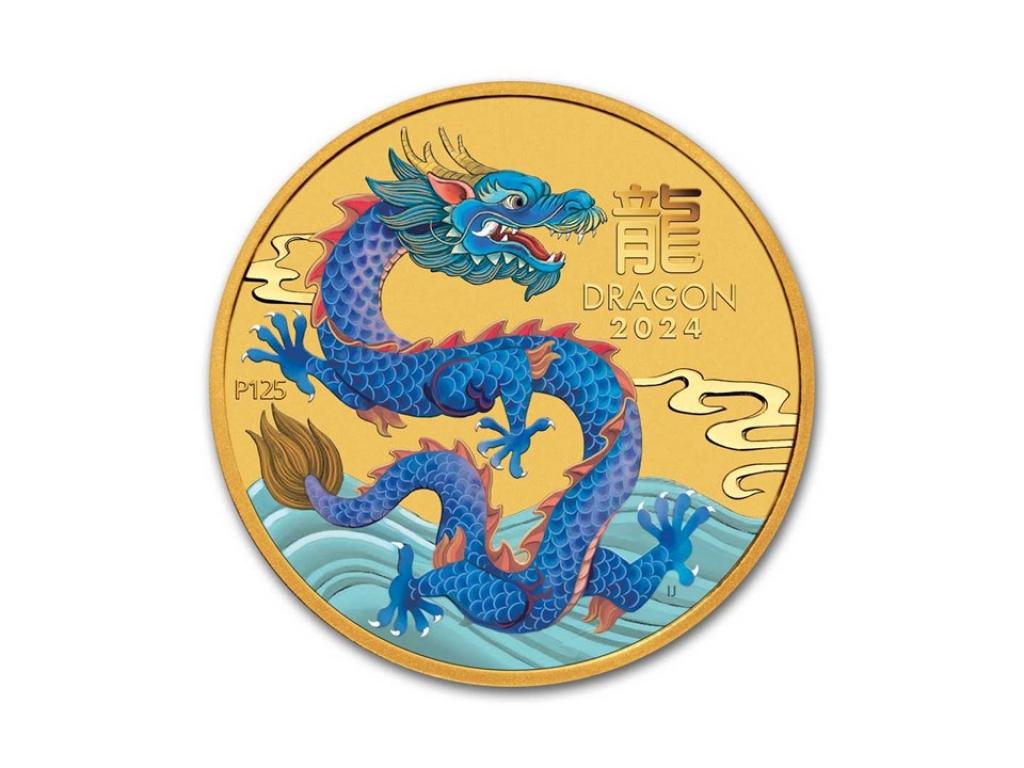 2024澳洲龍年彩色金幣0.1盎司
