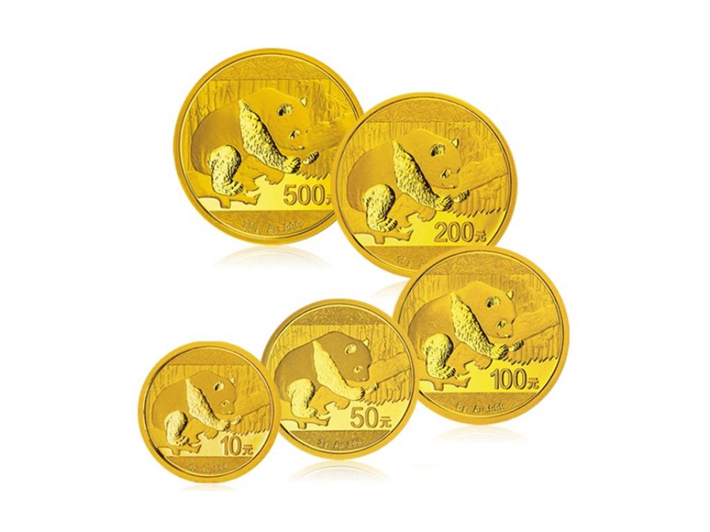 2016中國熊貓金幣套組五枚共57克