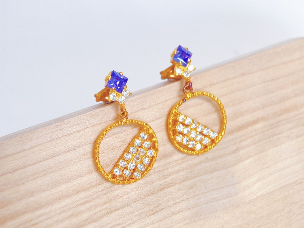 黃金鑲石垂墜耳環1.57錢