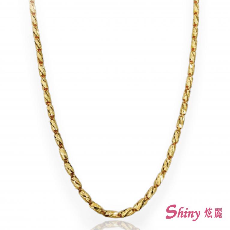 黃金刻花鑽砂項鍊 10.36錢 60CM