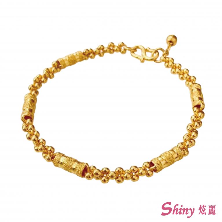 黃金桂花圓柱手鍊 5.24錢 18+1CM