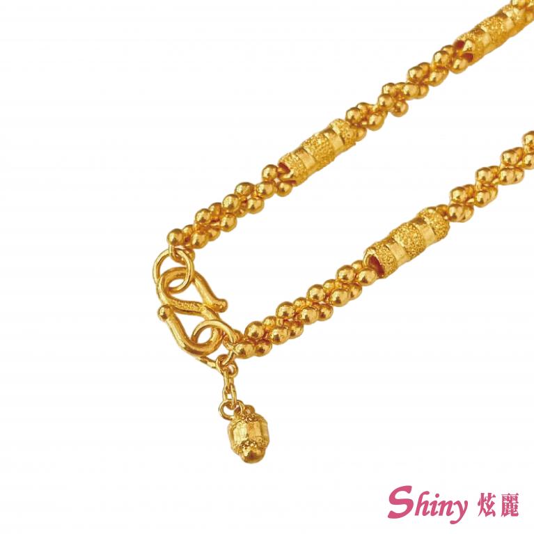 黃金桂花圓柱手鍊 5.24錢 18+1CM
