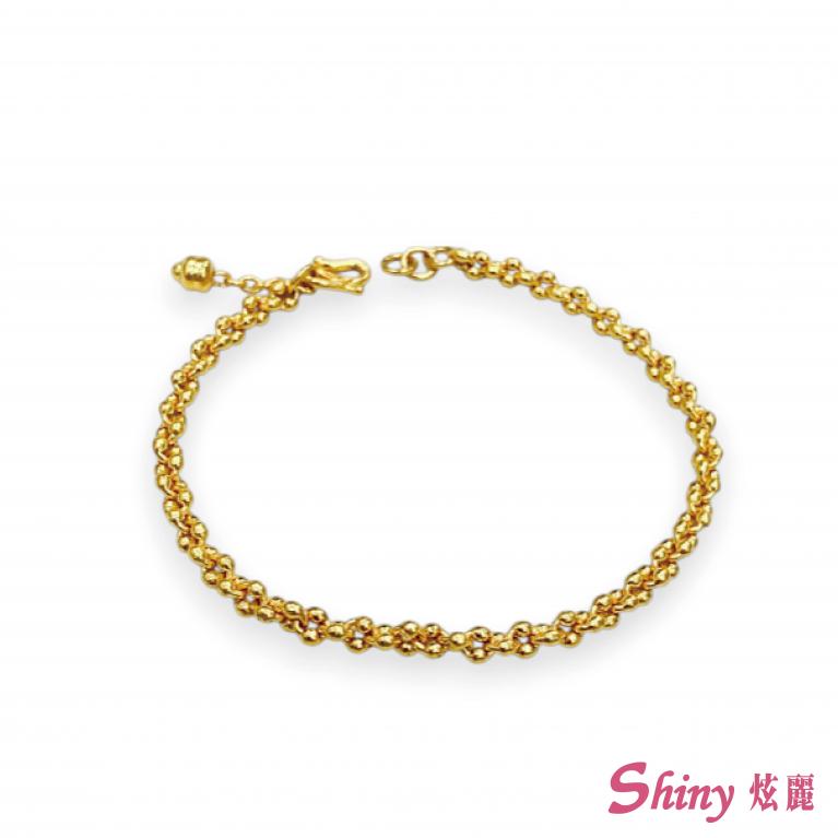 黃金桂花珠手鍊 4錢 17+1CM
