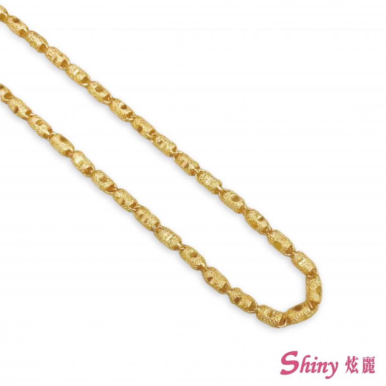 黃金霧面刻花鍊項鍊 8.65錢 60CM