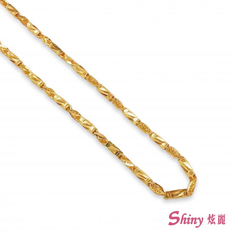 黃金亮面刻花金管鍊項鍊 4.66錢 48CM