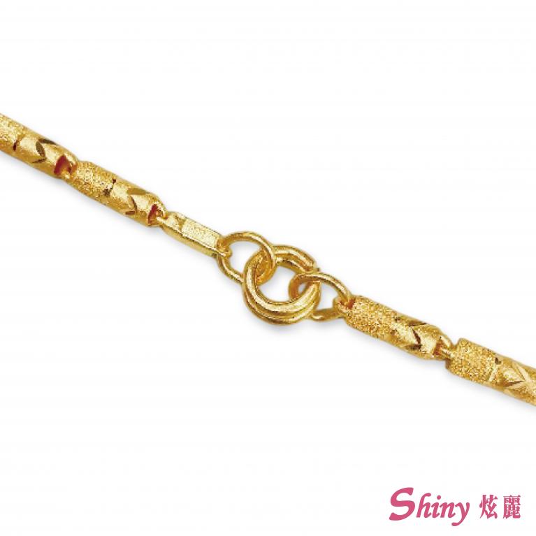 黃金金管鑽砂刻花鍊項鍊 10.07錢 60CM