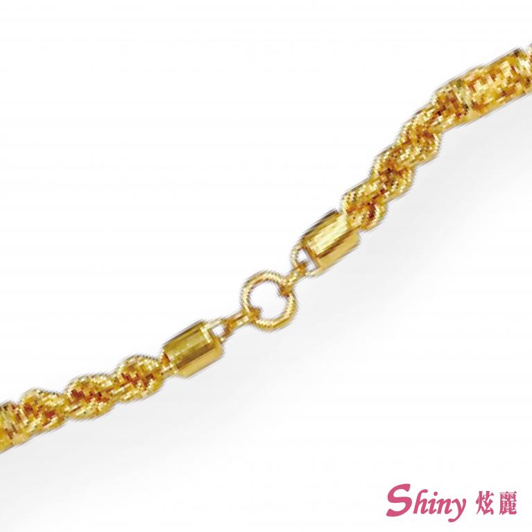黃金圓管龍雕麻花項鍊 20.36錢 60CM