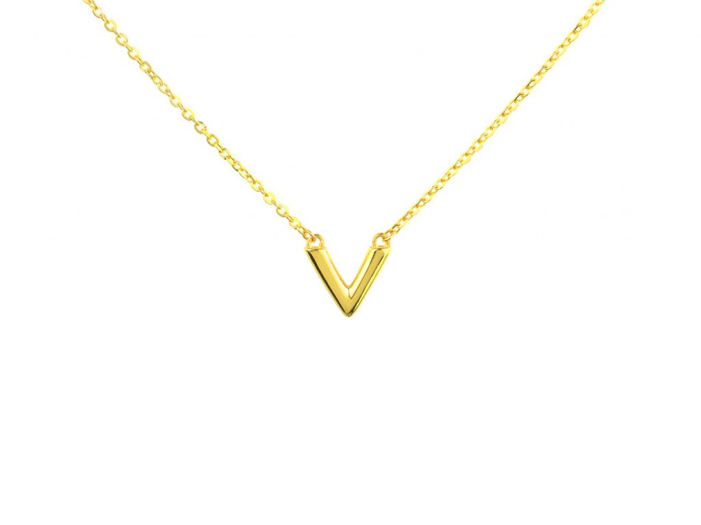 5G黃金V字套鍊項鍊 1.31錢 42+2.5CM