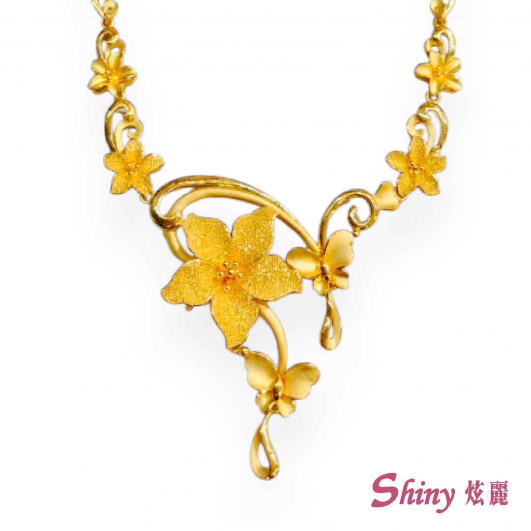 黃金花形結婚套鍊項鍊 10.23錢 38CM