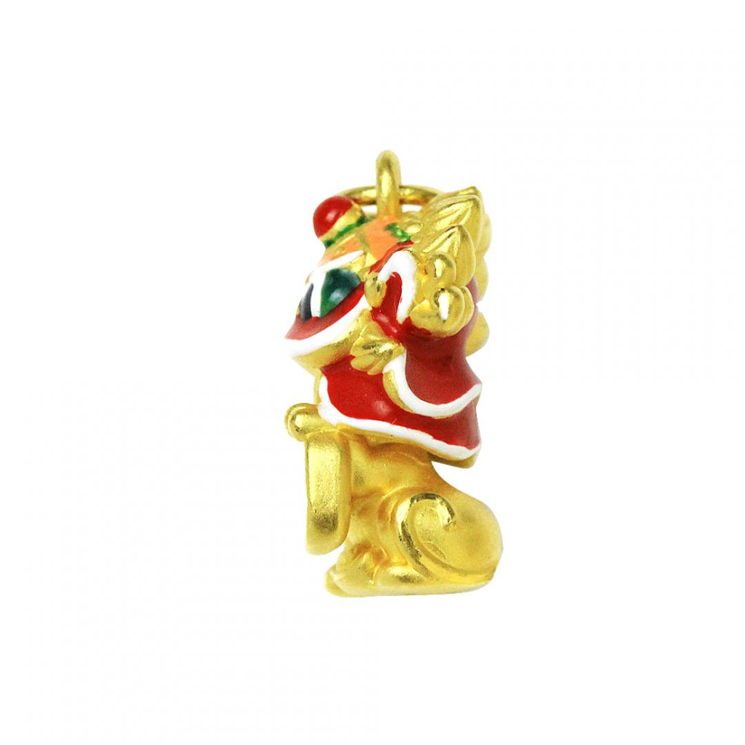 黃金喜獅招財貓墜 0.46錢