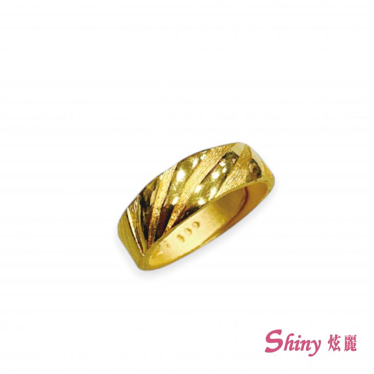 黃金條紋造型戒指-男戒 2.18錢