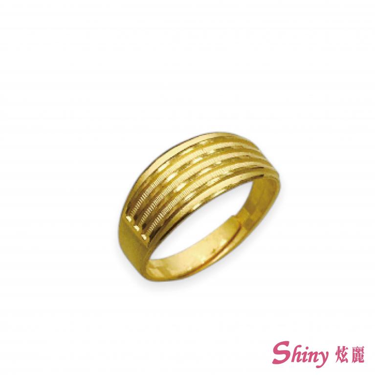 黃金霧面條紋戒指-男戒 1.56錢