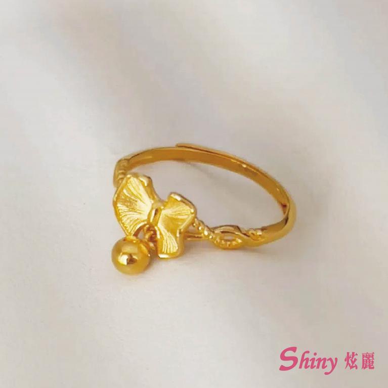 5G黃金蝴蝶結垂墜戒指 0.79錢