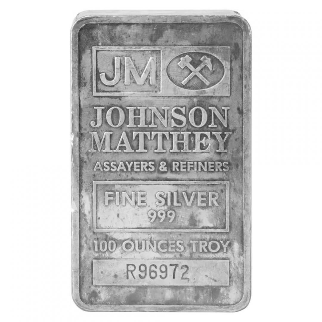 Johnson Matthey銀條100盎司