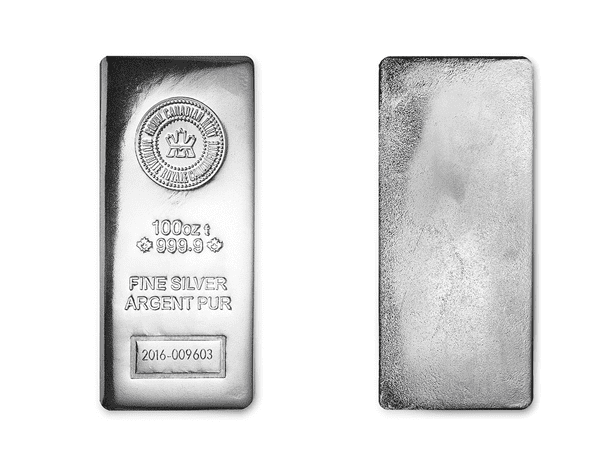 加拿大皇家銀磚100盎司(.9999)