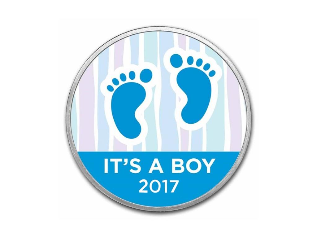 2017男孩腳印彩色銀幣1盎司