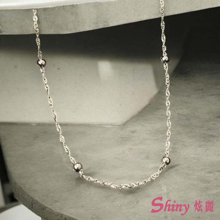 S925項鍊水波珠珠銀鏈 45cm