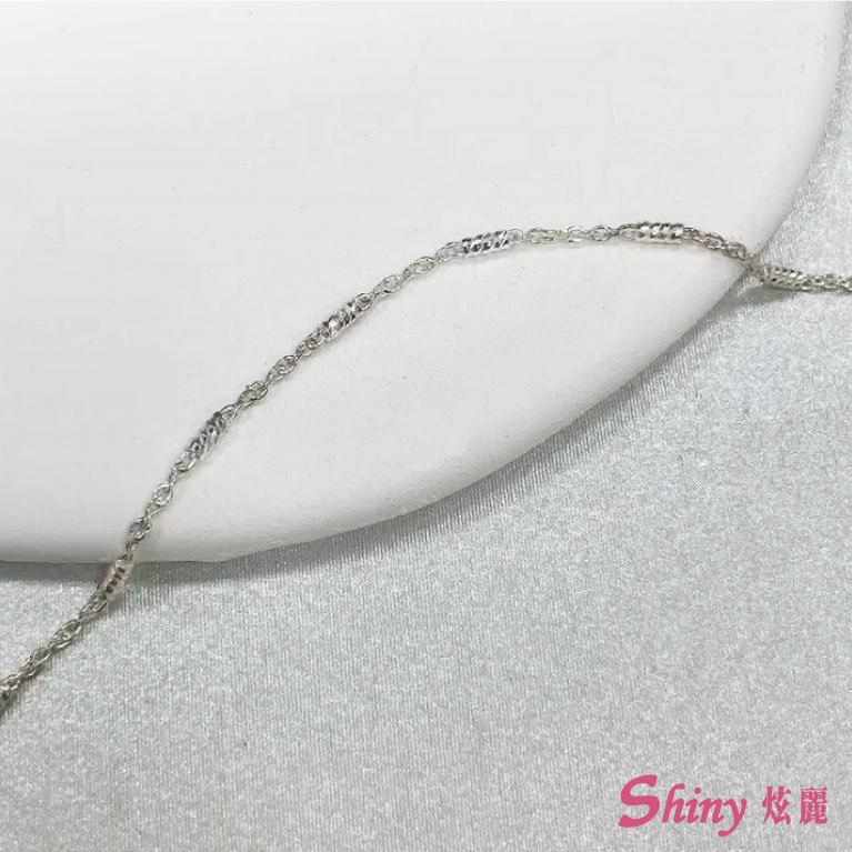 925純銀項鍊刻花細管+跳舞鍊 40cm