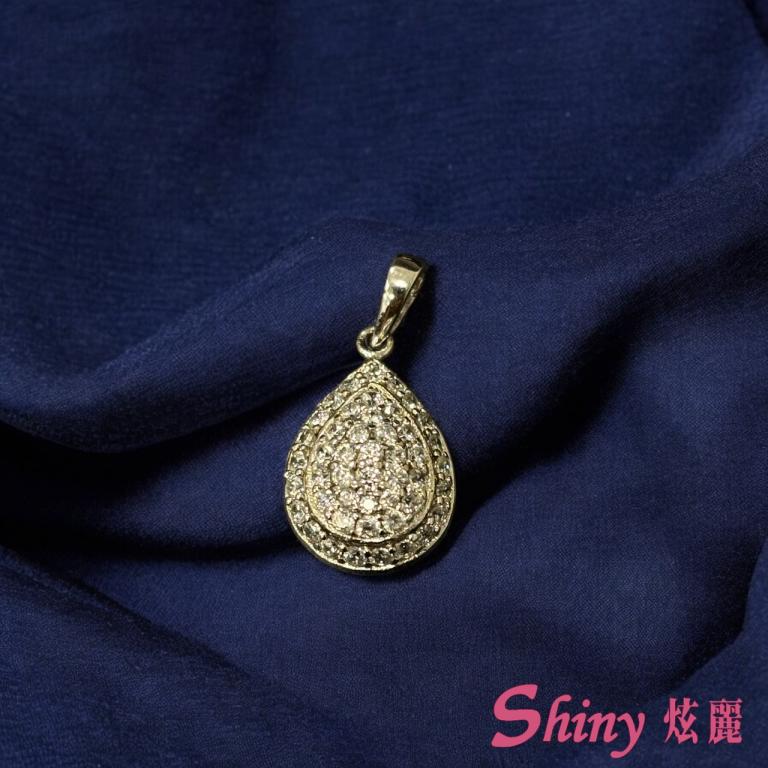 飽滿水滴晶鑽  純銀墜子