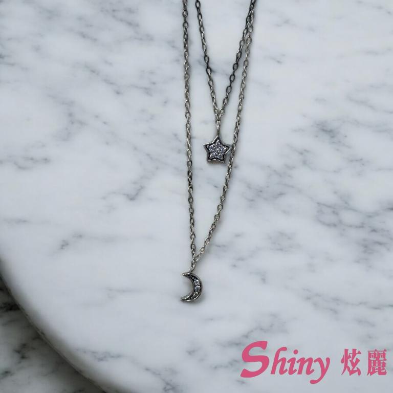S925項鍊星星與月亮銀鏈 48cm