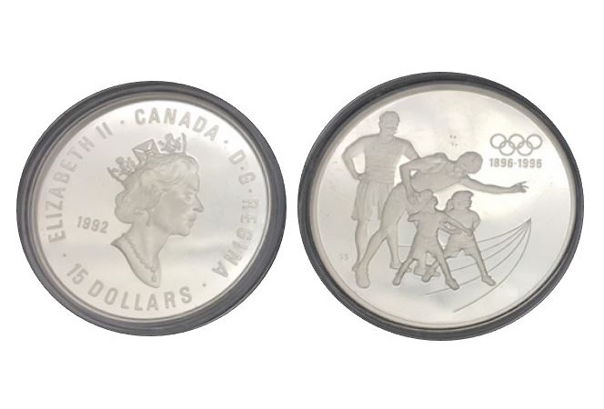 1896-1996亞特蘭大奧運百年紀念套幣三枚(22K金16.97g.925銀33.63gX2) (無盒)