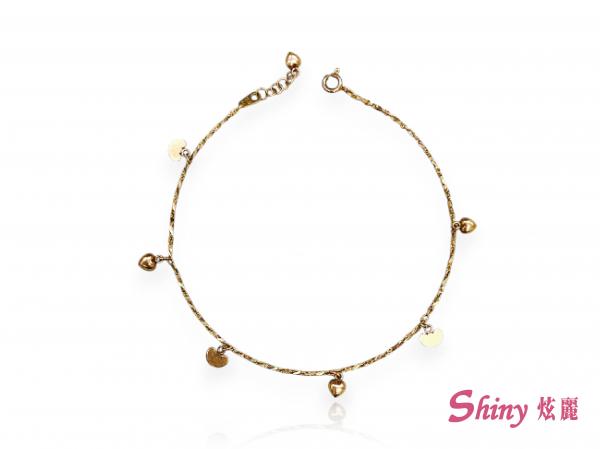 10K玫瑰金愛心腳鍊 0.94錢 22+1.5CM