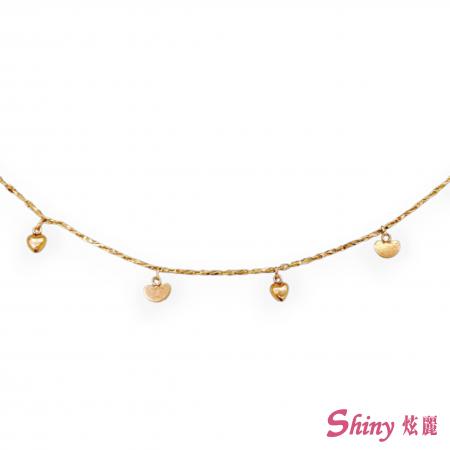 10K玫瑰金愛心腳鍊 0.94錢 22+1.5CM