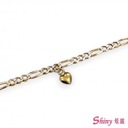 14K金義大利雙色愛心手鍊 1錢 18CM