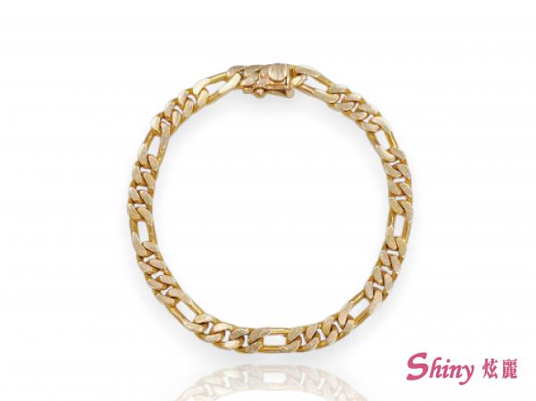 14K金亮面古巴造型手鍊 2錢 14CM