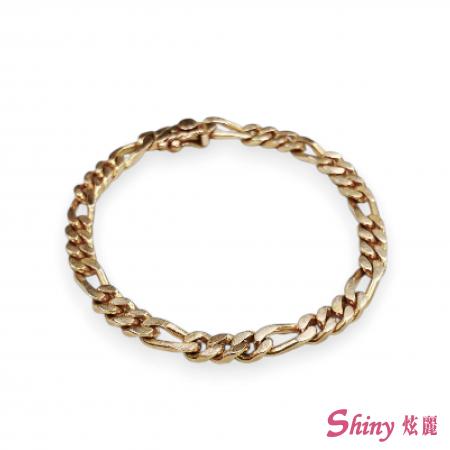 14K金亮面古巴造型手鍊 2錢 14CM