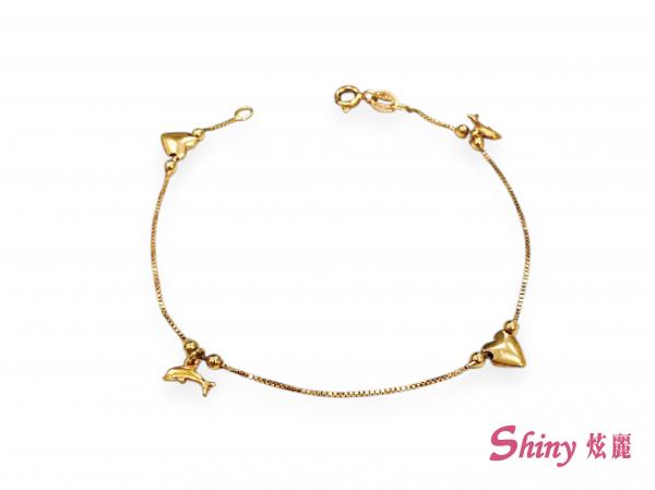 14K玫瑰金海豚手鍊 0.50錢 16.5CM