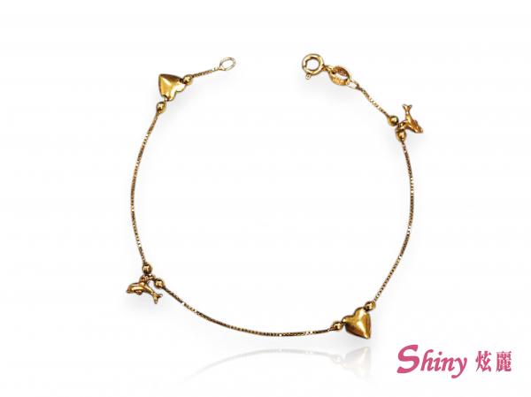 14K玫瑰金海豚手鍊 0.50錢 16.5CM