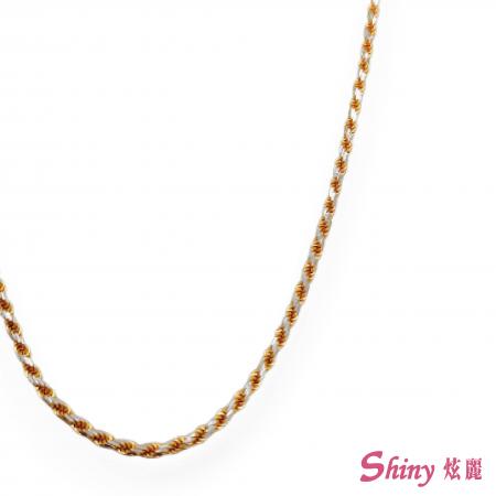 14K金雙色麻花項鍊 40CM