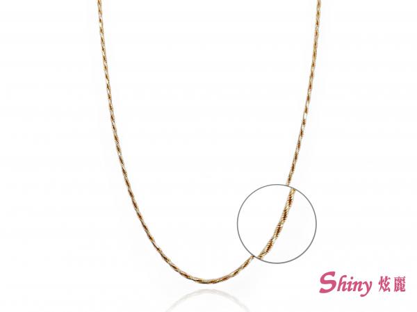 14K金雙色編織旋轉項鍊 1.98錢 45CM